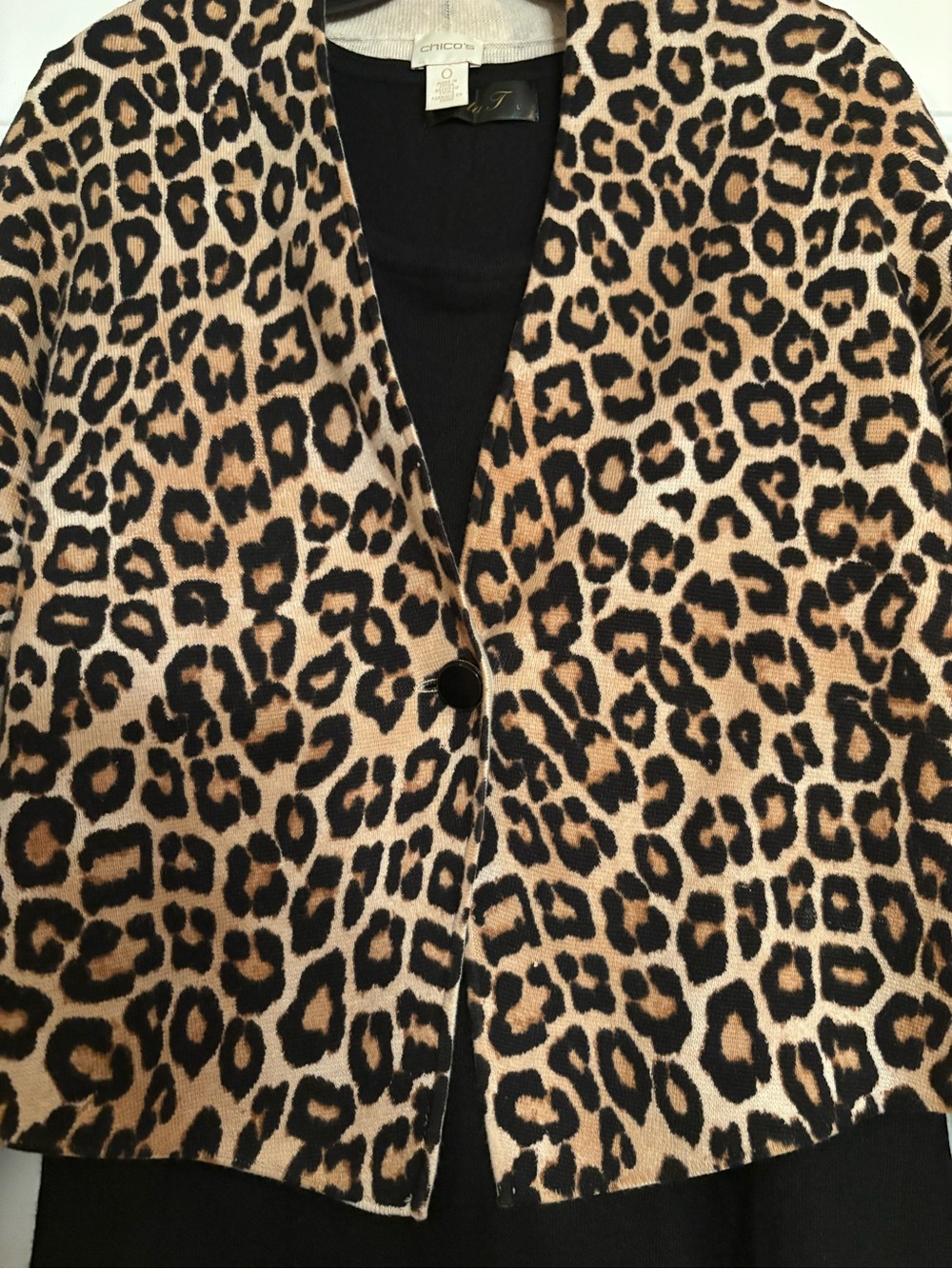 Chico's Leopard Print Blazer in Tan and Black